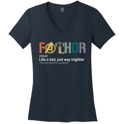 Fathor Definition Father's Day Gift Viking Hero Women's V-Neck T-Shirt