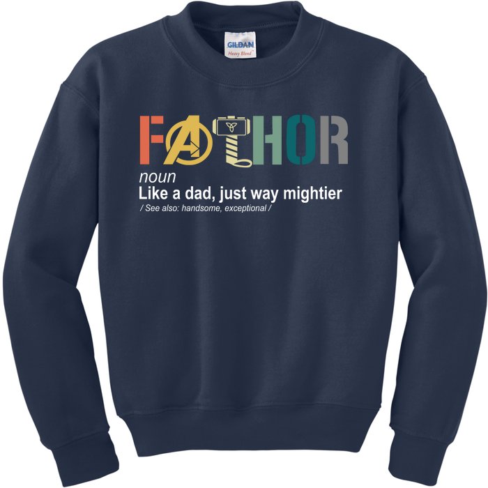 Fathor Definition Father's Day Gift Viking Hero Kids Sweatshirt