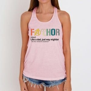 Fathor Definition Father's Day Gift Viking Hero Women's Knotted Racerback Tank