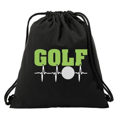Father's Day Funny Heartbeat Golf Gift For Dad Drawstring Bag