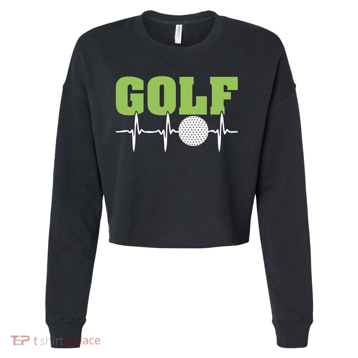 Father's Day Funny Heartbeat Golf Gift For Dad Cropped Pullover Crew