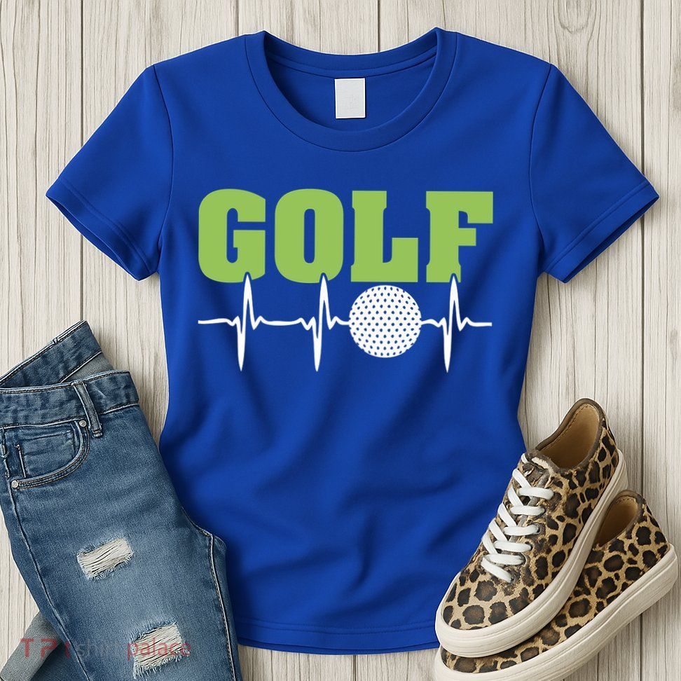 Father's Day Funny Heartbeat Golf Gift For Dad Womens T-Shirt
