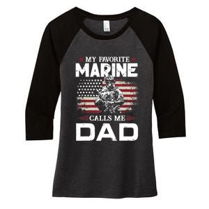 Father's Day Flag My Favorite Marine Calls Me Dad TShirt Women's Tri-Blend 3/4-Sleeve Raglan Shirt