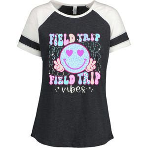 Field Day Field Trip Vibes Fun Day Groovy Teacher Student Enza Ladies Jersey Colorblock Tee