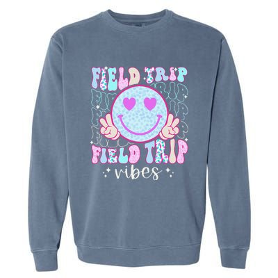 Field Day Field Trip Vibes Fun Day Groovy Teacher Student Garment-Dyed Sweatshirt