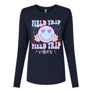 Field Day Field Trip Vibes Fun Day Groovy Teacher Student Womens Cotton Relaxed Long Sleeve T-Shirt