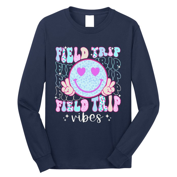 Field Day Field Trip Vibes Fun Day Groovy Teacher Student Long Sleeve Shirt