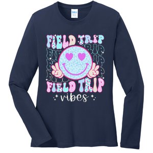 Field Day Field Trip Vibes Fun Day Groovy Teacher Student Ladies Long Sleeve Shirt