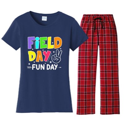 Field Day Fun Day Funny For Teacher Field Day 2024 Women's Flannel Pajama Set