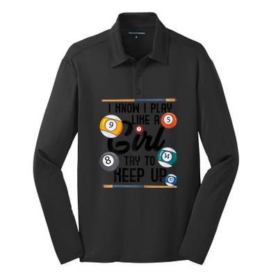 Father's Day Funny Artistic Billiards Gift For Dad Silk Touch Performance Long Sleeve Polo