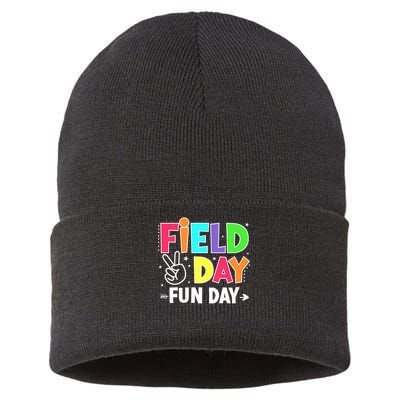 Field Day Fun Day Funny For Teacher Kids Field Day 2025 Sustainable Knit Beanie