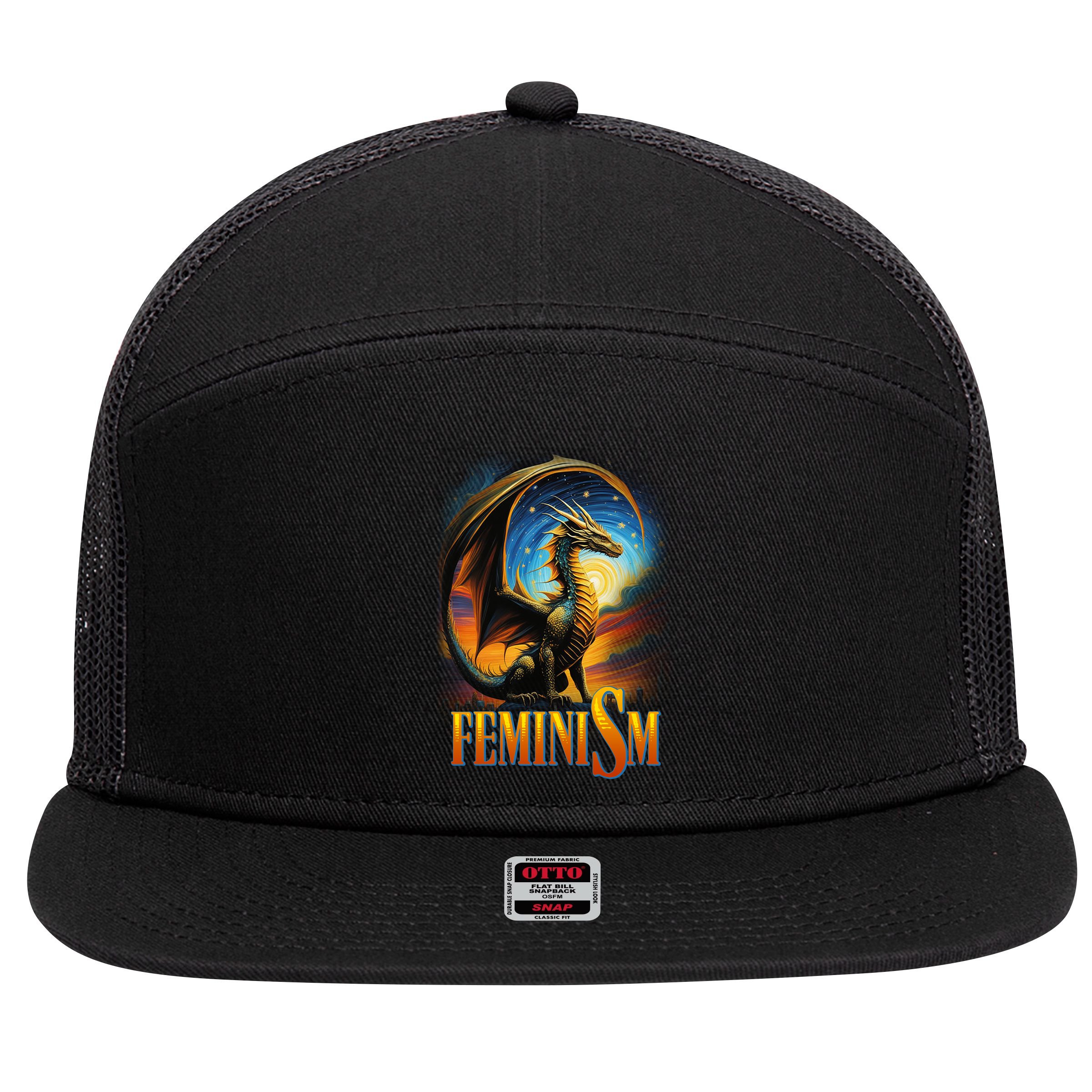 Feminism Dragon Fantasy 7 Panel Mesh Trucker Snapback Hat