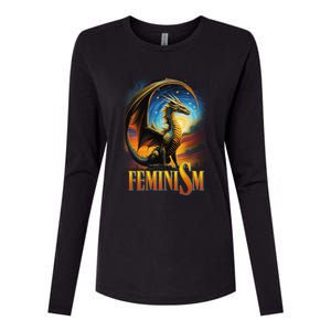 Feminism Dragon Fantasy Womens Cotton Relaxed Long Sleeve T-Shirt