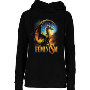 Feminism Dragon Fantasy Womens Funnel Neck Pullover Hood