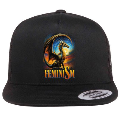 Feminism Dragon Fantasy Flat Bill Trucker Hat