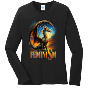 Feminism Dragon Fantasy Ladies Long Sleeve Shirt