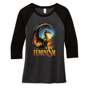 Feminism Dragon Fantasy Women's Tri-Blend 3/4-Sleeve Raglan Shirt