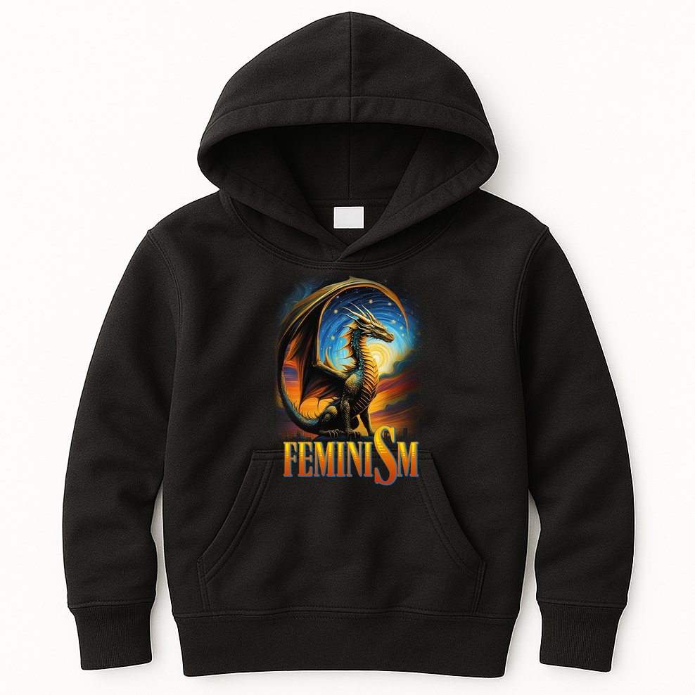 Feminism Dragon Fantasy Kids Hoodie