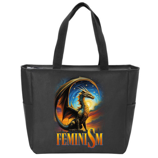 Feminism Dragon Fantasy Zip Tote Bag
