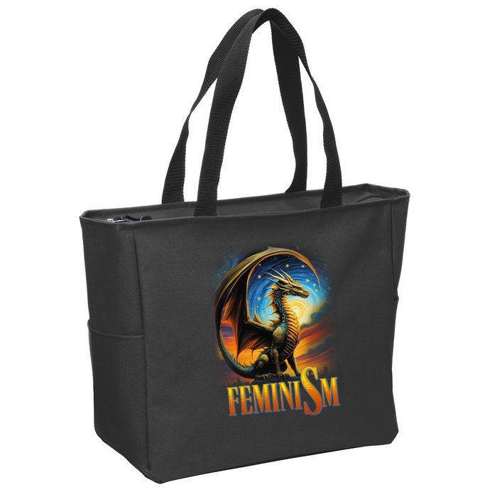 Feminism Dragon Fantasy Zip Tote Bag