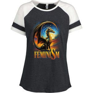 Feminism Dragon Fantasy Enza Ladies Jersey Colorblock Tee