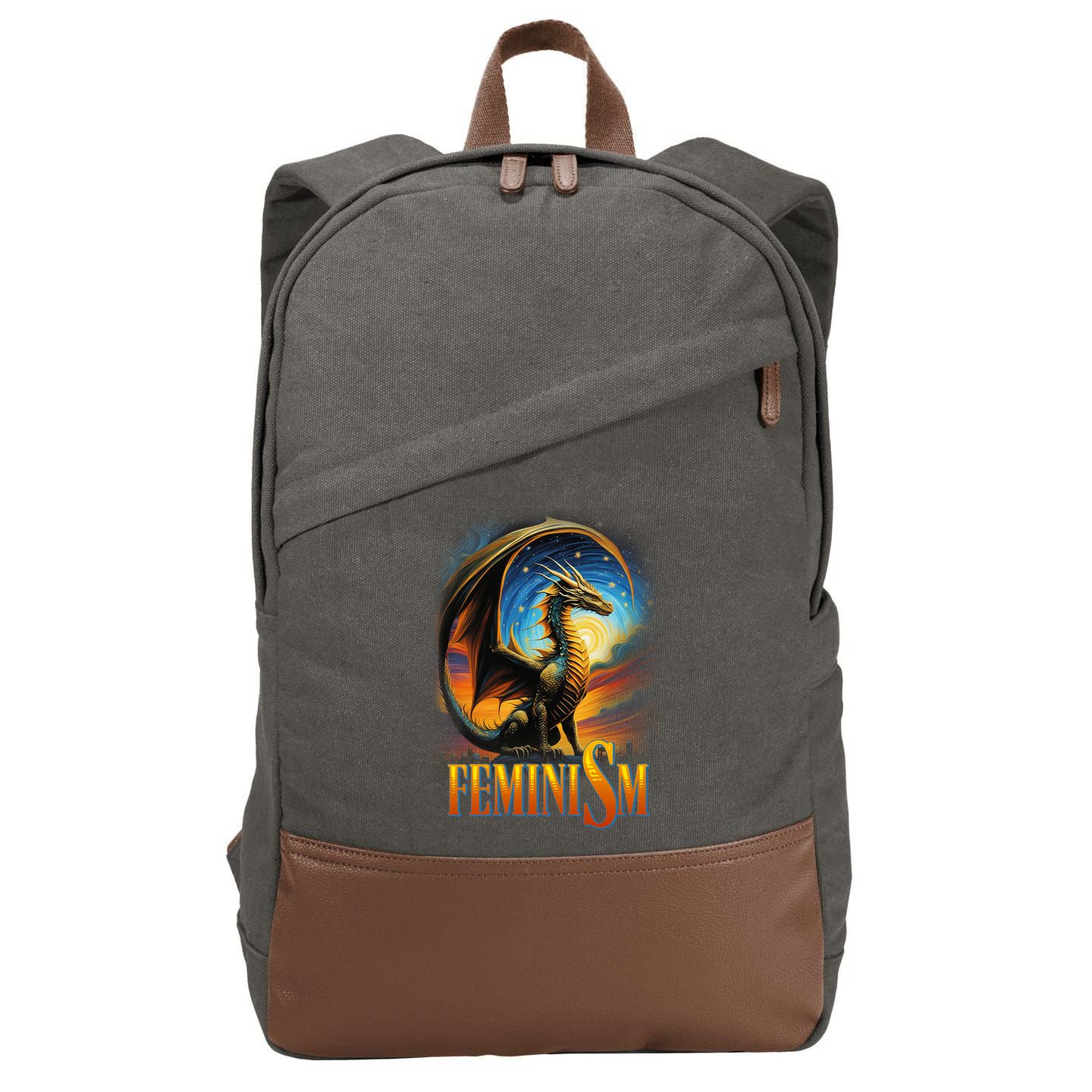 Feminism Dragon Fantasy Cotton Canvas Backpack