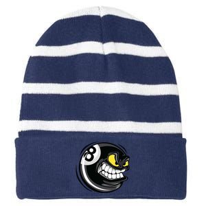 Father's Day Funny 8 Ball Billiards Gift For Dad Striped Beanie with Solid Band