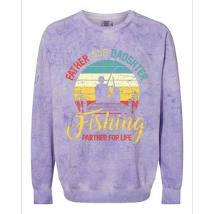 Father Daughter Fishing Partner For Life Retro Matching Dad Colorblast Crewneck Sweatshirt