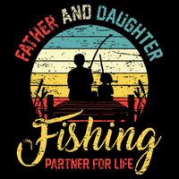 Father Daughter Fishing Partner For Life Retro Matching Dad Cooling Performance Crew T-Shirt