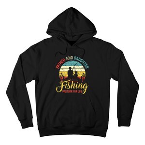 Father Daughter Fishing Partner For Life Retro Matching Dad Hoodie