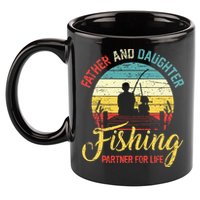 Father Daughter Fishing Partner For Life Retro Matching Dad 11oz C Handle Ceramic Mug