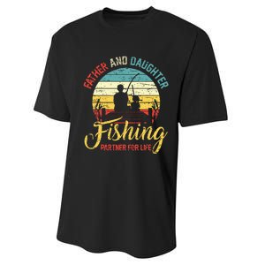 Father Daughter Fishing Partner For Life Retro Matching Dad Performance Sprint T-Shirt