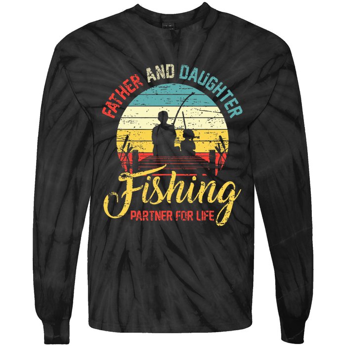 Father Daughter Fishing Partner For Life Retro Matching Dad Tie-Dye Long Sleeve Shirt