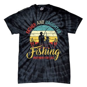 Father Daughter Fishing Partner For Life Retro Matching Dad Tie-Dye T-Shirt