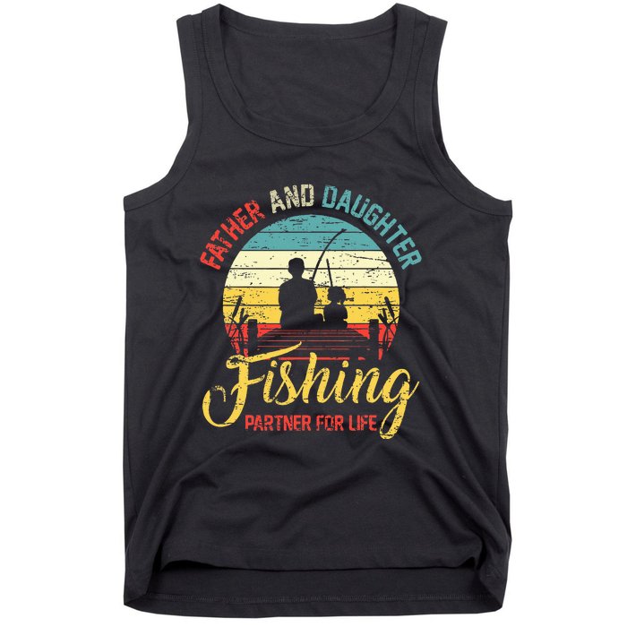 Father Daughter Fishing Partner For Life Retro Matching Dad Tank Top