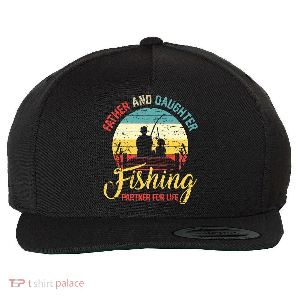 Father Daughter Fishing Partner For Life Retro Matching Dad Wool Snapback Cap