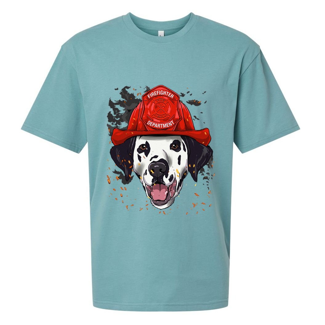 Firefighter Dalmatian Fire Department Fireman Pet Dog Lover Sueded Cloud Jersey T-Shirt