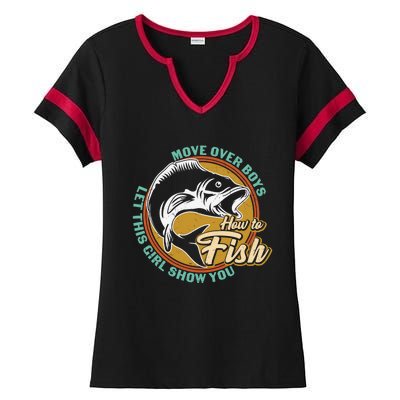 Father's Day Fishing Let This Show You Gift Ladies Halftime Notch Neck Tee