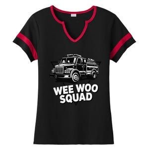 Funny Design For And Adults Wee Woo Squad Fire Truck Ladies Halftime Notch Neck Tee