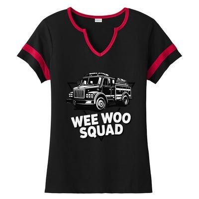 Funny Design For And Adults Wee Woo Squad Fire Truck Ladies Halftime Notch Neck Tee