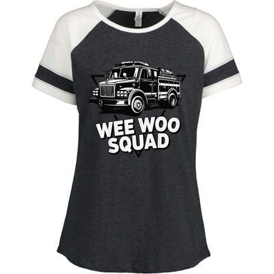 Funny Design For And Adults Wee Woo Squad Fire Truck Enza Ladies Jersey Colorblock Tee