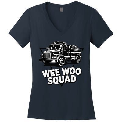 Funny Design For And Adults Wee Woo Squad Fire Truck Women's V-Neck T-Shirt