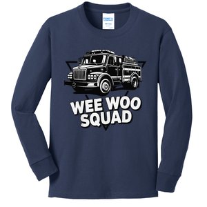 Funny Design For And Adults Wee Woo Squad Fire Truck Kids Long Sleeve Shirt