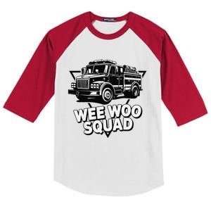 Funny Design For And Adults Wee Woo Squad Fire Truck Kids Colorblock Raglan Jersey