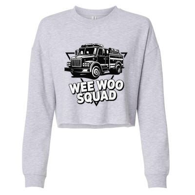 Funny Design For And Adults Wee Woo Squad Fire Truck Cropped Pullover Crew