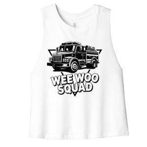 Funny Design For And Adults Wee Woo Squad Fire Truck Women's Racerback Cropped Tank