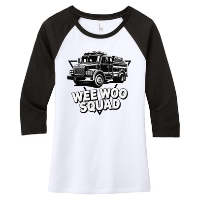 Funny Design For And Adults Wee Woo Squad Fire Truck Women's Tri-Blend 3/4-Sleeve Raglan Shirt