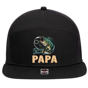 Fathers Day Funny Fisherman Reel Cool Papa Fishing Lover 7 Panel Mesh Trucker Snapback Hat