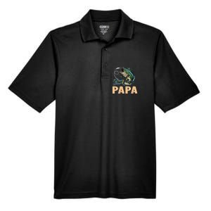 Fathers Day Funny Fisherman Reel Cool Papa Fishing Lover Men's Origin Performance Pique Polo