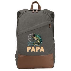 Fathers Day Funny Fisherman Reel Cool Papa Fishing Lover Cotton Canvas Backpack